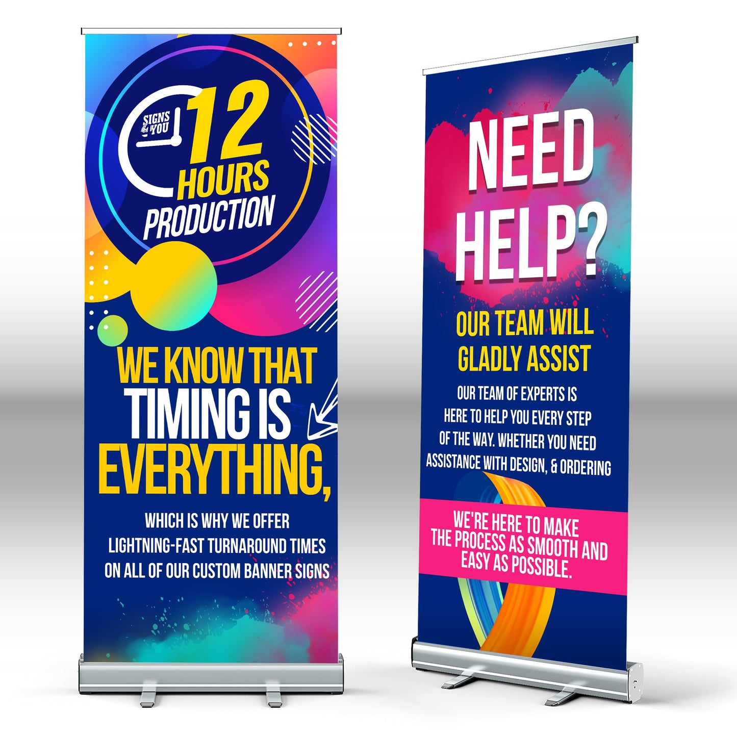 Custom 47" Retractable Banner Stand,  Graphic and Case - Portable, Quick  Setup, Easy Transport